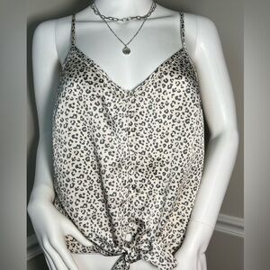 Abercrombie & Fitch Leopard Print Tie Front Cami Tank Top Size Medium